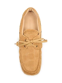 Les Batto Crocodile-Embossed Suede Loafers