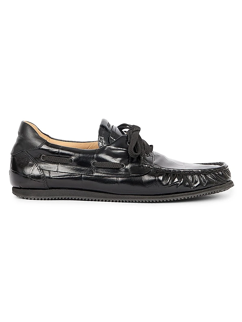 Les Batto Crocodile-Embossed Leather Loafers