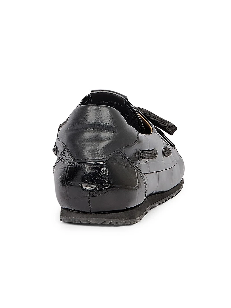 Les Batto Crocodile-Embossed Leather Loafers