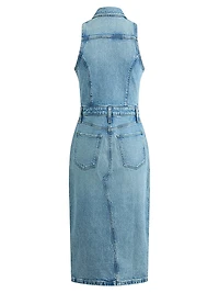 The Halter City Denim Midi-Dress