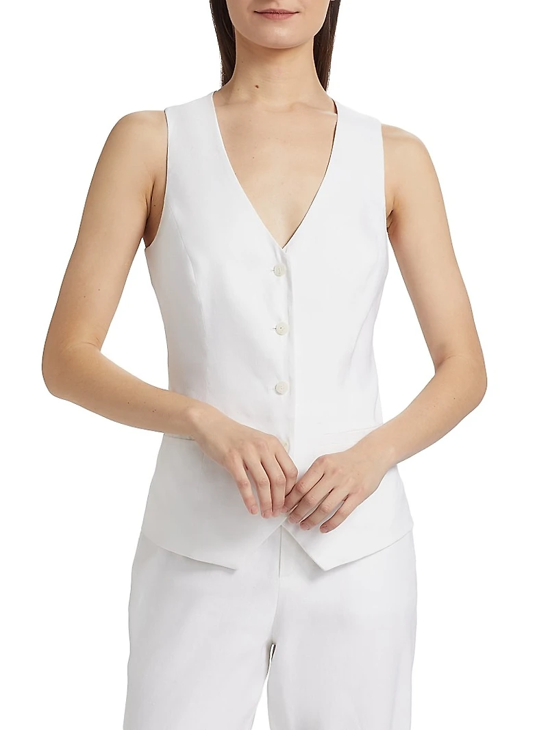 The Jones Linen-Blend Button-Front Vest