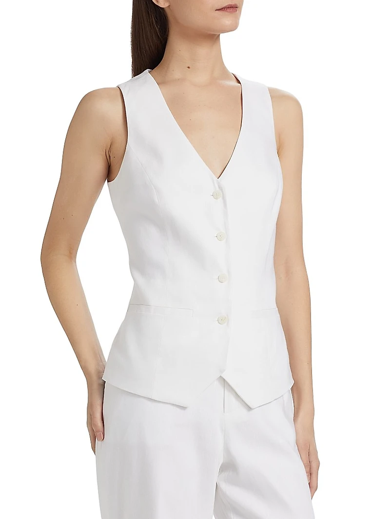 The Jones Linen-Blend Button-Front Vest