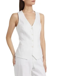 The Jones Linen-Blend Button-Front Vest