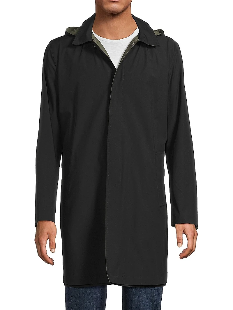 Reversible Stretch Nylon Hooded Jacket