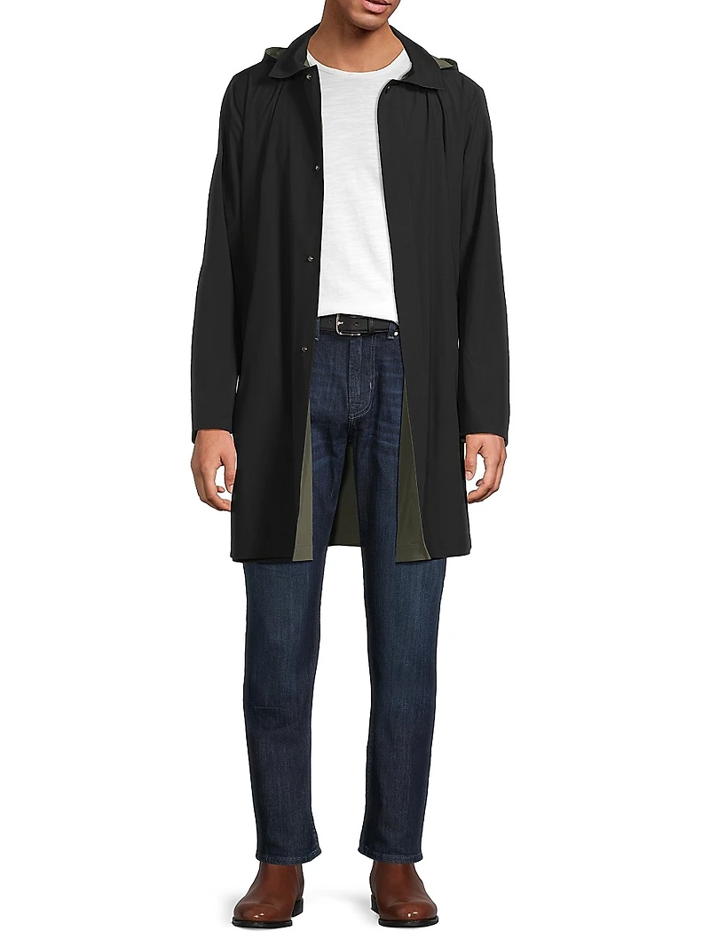 Reversible Stretch Nylon Hooded Jacket