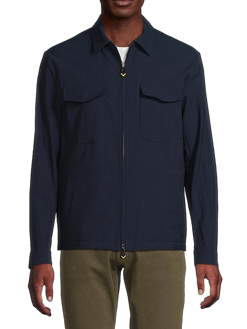 Seersucker Wool-Silk Jacket