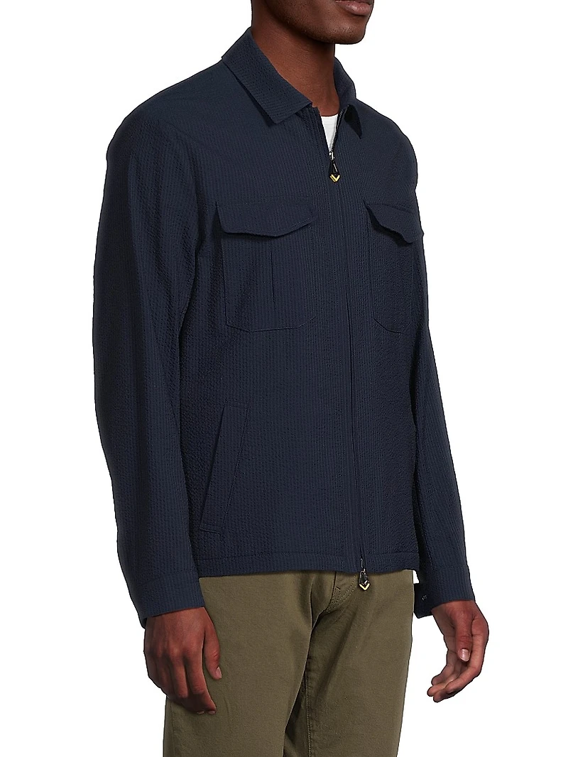 Seersucker Wool-Silk Jacket