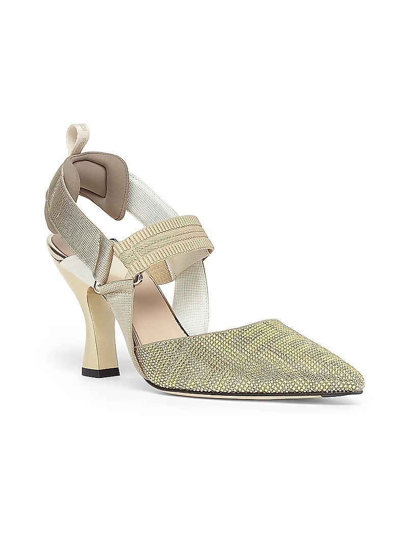 55MM Crystal FF Logo Slingback Pumps