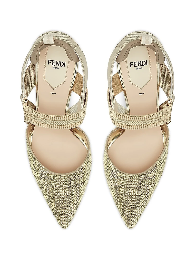55MM Crystal FF Logo Slingback Pumps
