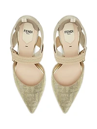 55MM Crystal FF Logo Slingback Pumps