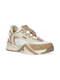 Flow Mesh & Leather Low-Top Sneakers