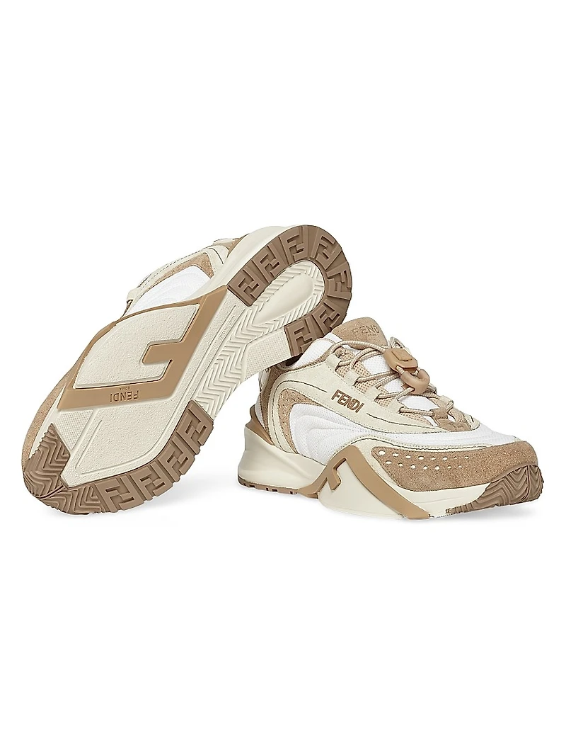 Flow Mesh & Leather Low-Top Sneakers