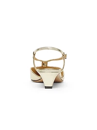 Fold Logo 40MM Metallic Leather Kitten-Heel Pumps