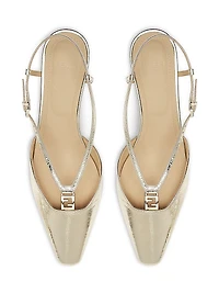 Fold Logo 40MM Metallic Leather Kitten-Heel Pumps