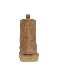 FF Logo Shearling-Lined Suede Ankle Boots