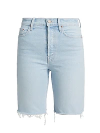 Rider Fray High-Rise Denim Bermuda Shorts