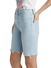 Rider Fray High-Rise Denim Bermuda Shorts