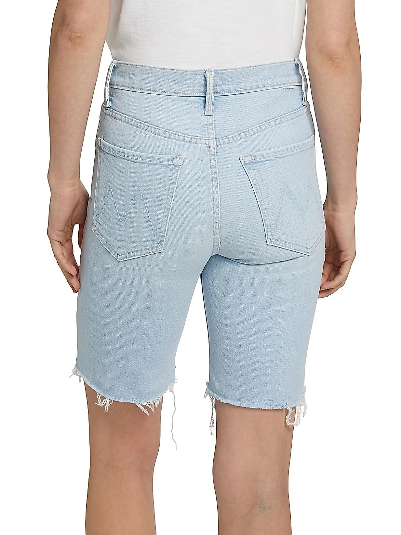 Rider Fray High-Rise Denim Bermuda Shorts