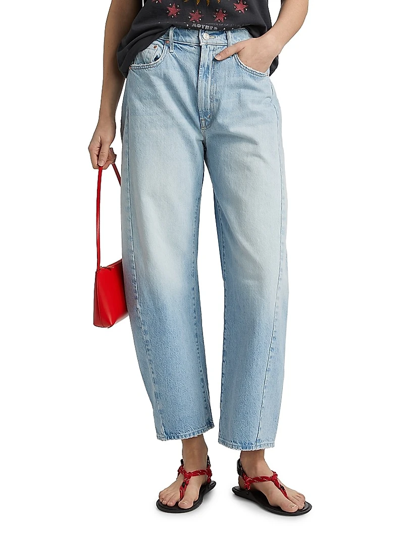 The Full Pipe Flood High-Rise Seamed Barrel-Leg Jeans
