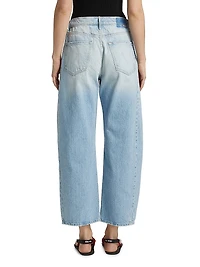The Full Pipe Flood High-Rise Seamed Barrel-Leg Jeans