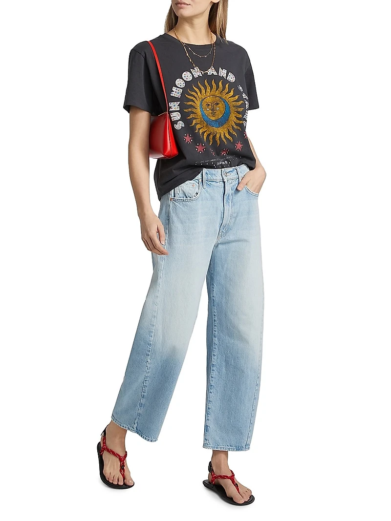 The Full Pipe Flood High-Rise Seamed Barrel-Leg Jeans