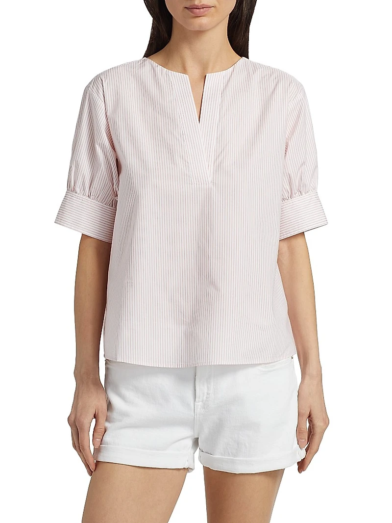 V-Neck Popover Cotton Top