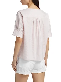V-Neck Popover Cotton Top