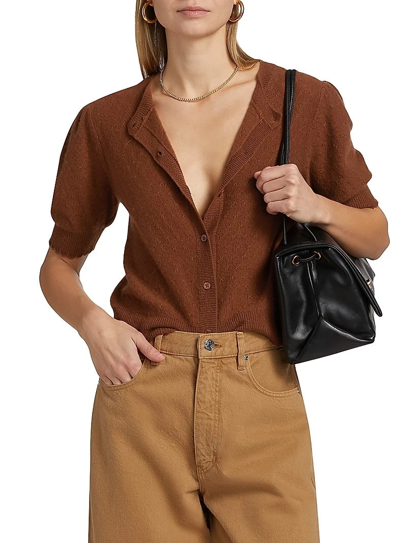 Cashmere Pointelle-Knit Cardigan