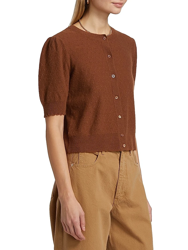 Cashmere Pointelle-Knit Cardigan