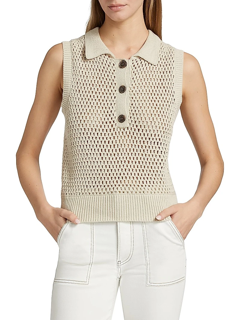 The Polo Crocheted Cotton Vest