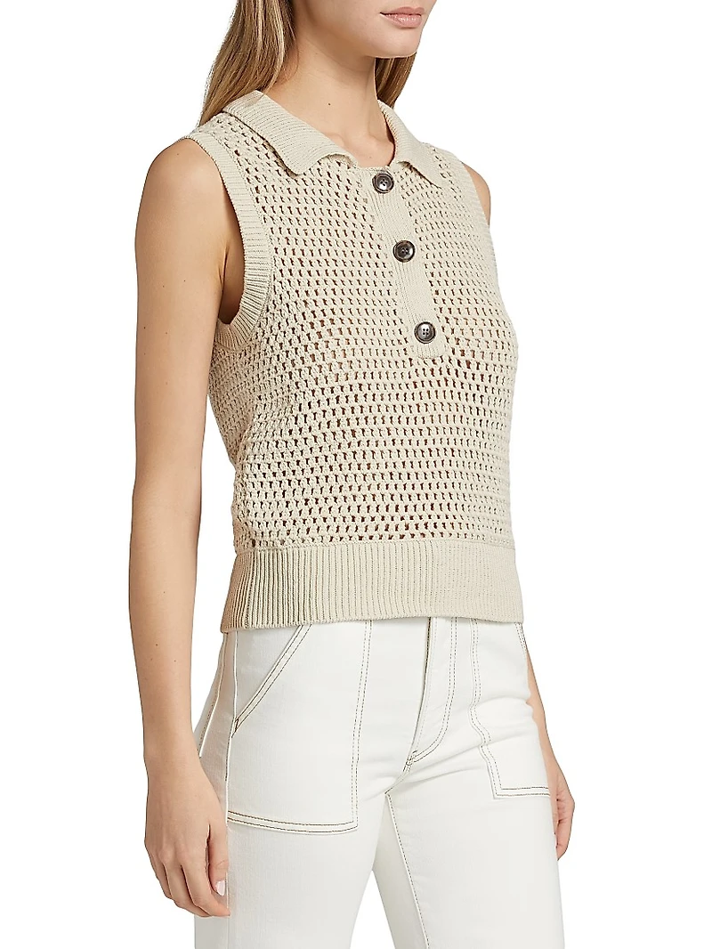 The Polo Crocheted Cotton Vest