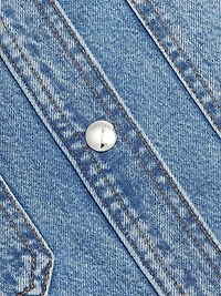 The Sleeveless Front-Snap Denim Mini Shirtdress