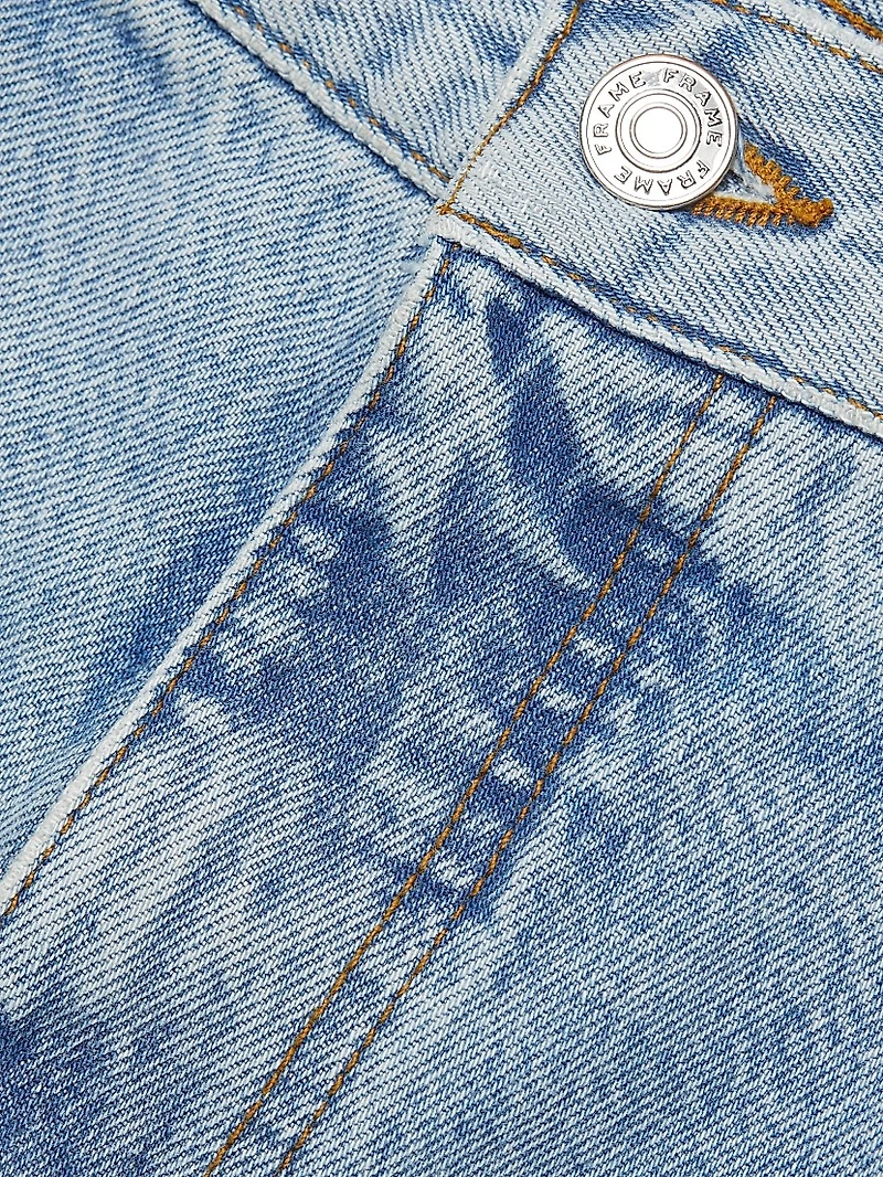 The Pleated Cotton Denim Miniskirt