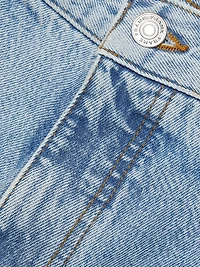 The Pleated Cotton Denim Miniskirt