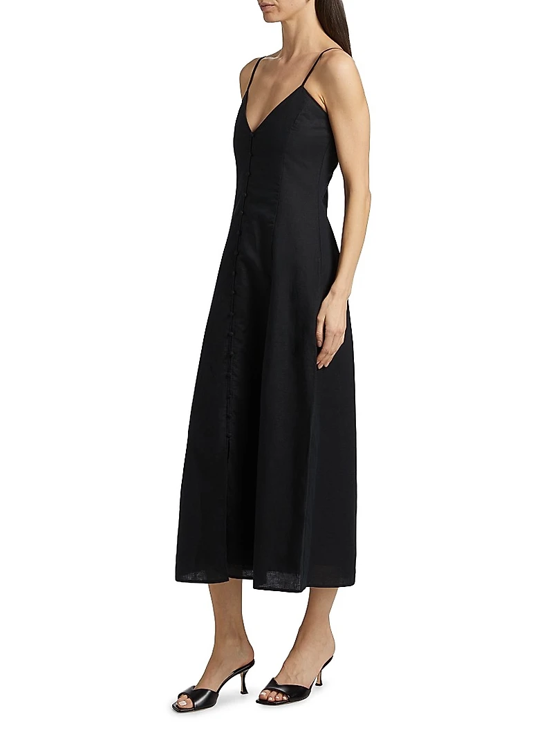 Modena Linen-Cotton Midi-Dress