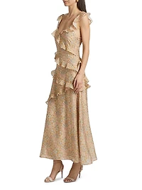 Calabasas Floral Ruffle Maxi Dress