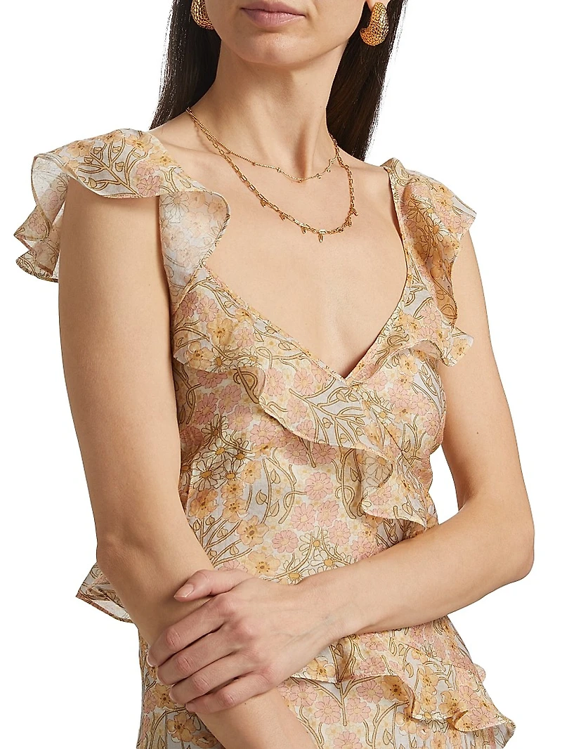 Calabasas Floral Ruffle Maxi Dress