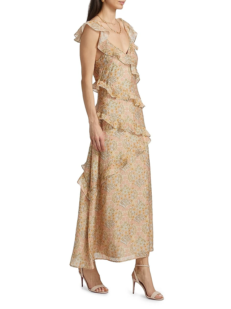 Calabasas Floral Ruffle Maxi Dress