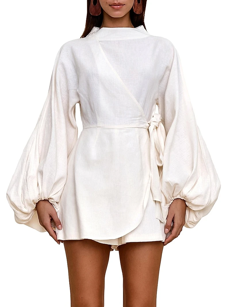 Baso Linen-Blend Romper