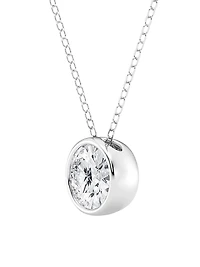 Platinum Or 14K Gold & Natural Diamond Bezel Pendant Necklace/0.50-2.00 TCW