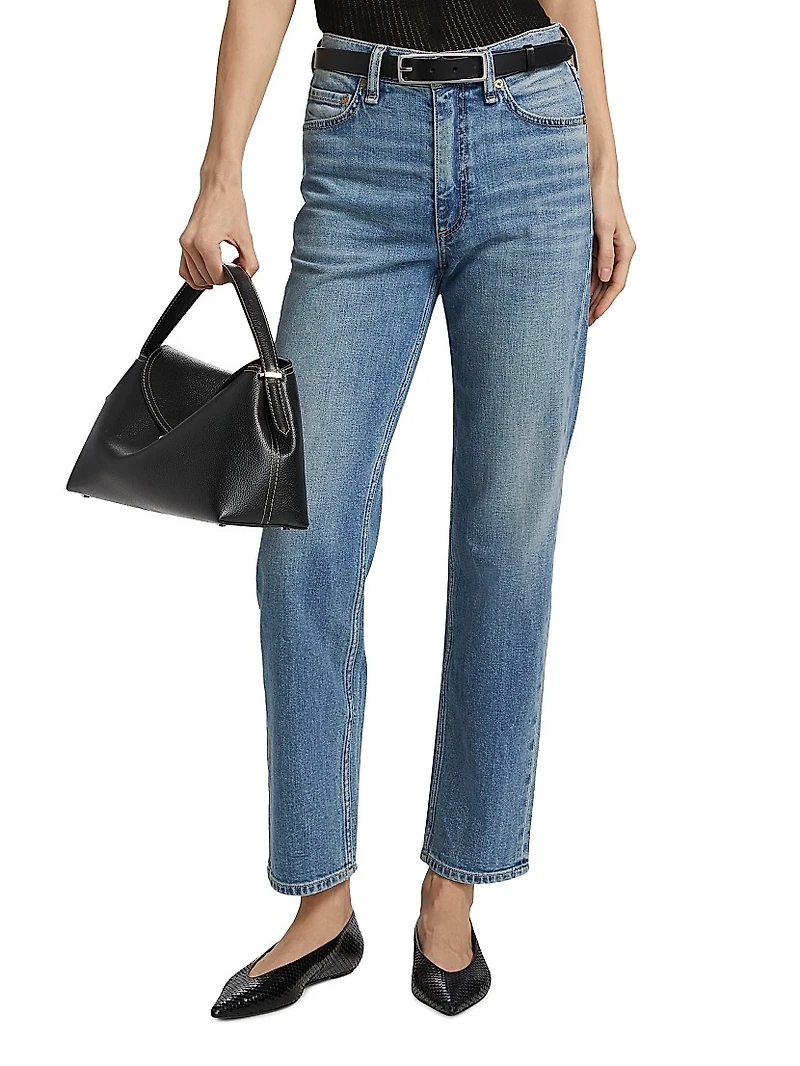 Harlow Mid-Rise Straight Ankle Jeans