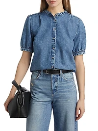Ultra Featherweight Jordan Denim Puff-Sleeve Top