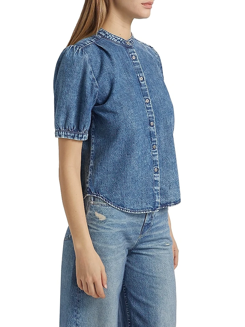 Ultra Featherweight Jordan Denim Puff-Sleeve Top