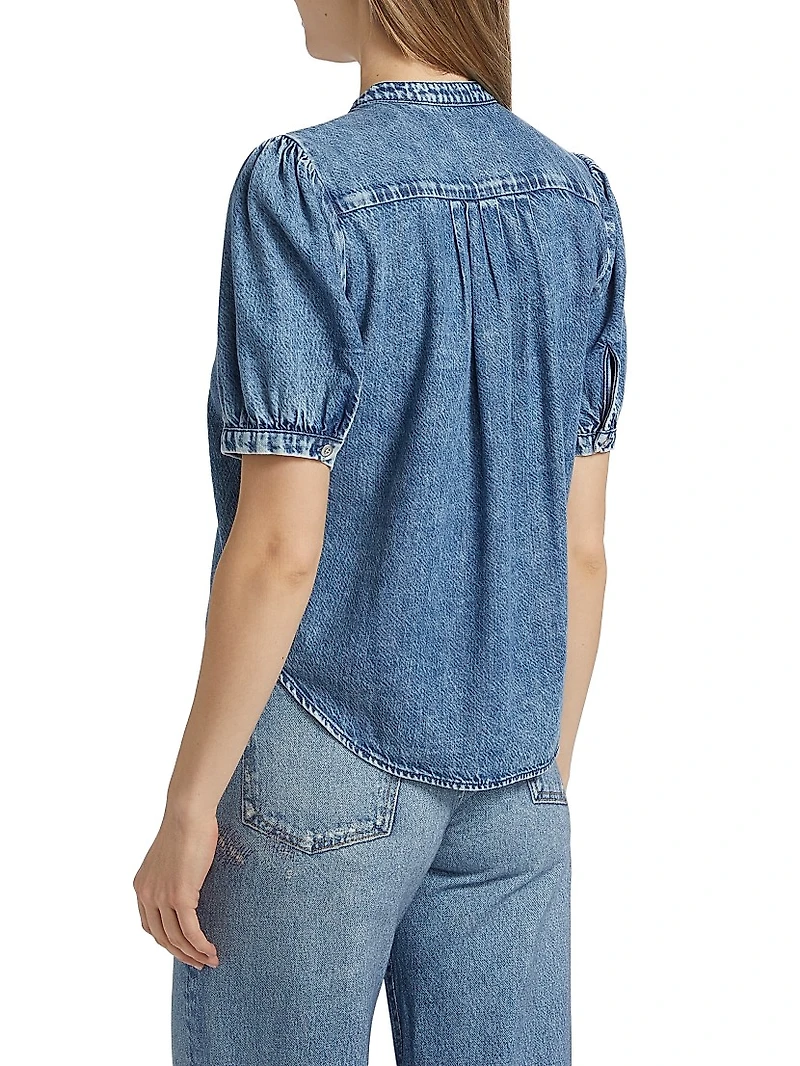 Ultra Featherweight Jordan Denim Puff-Sleeve Top