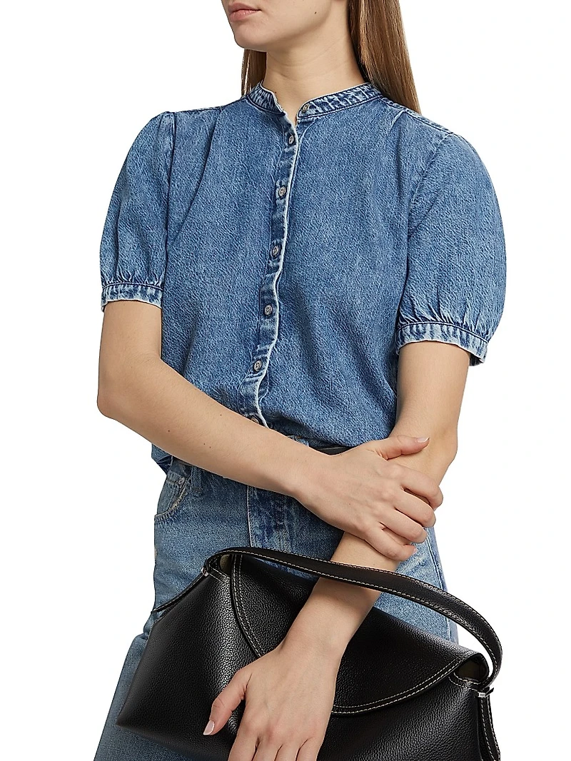 Ultra Featherweight Jordan Denim Puff-Sleeve Top