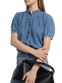 Ultra Featherweight Jordan Denim Puff-Sleeve Top