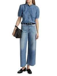 Ultra Featherweight Jordan Denim Puff-Sleeve Top