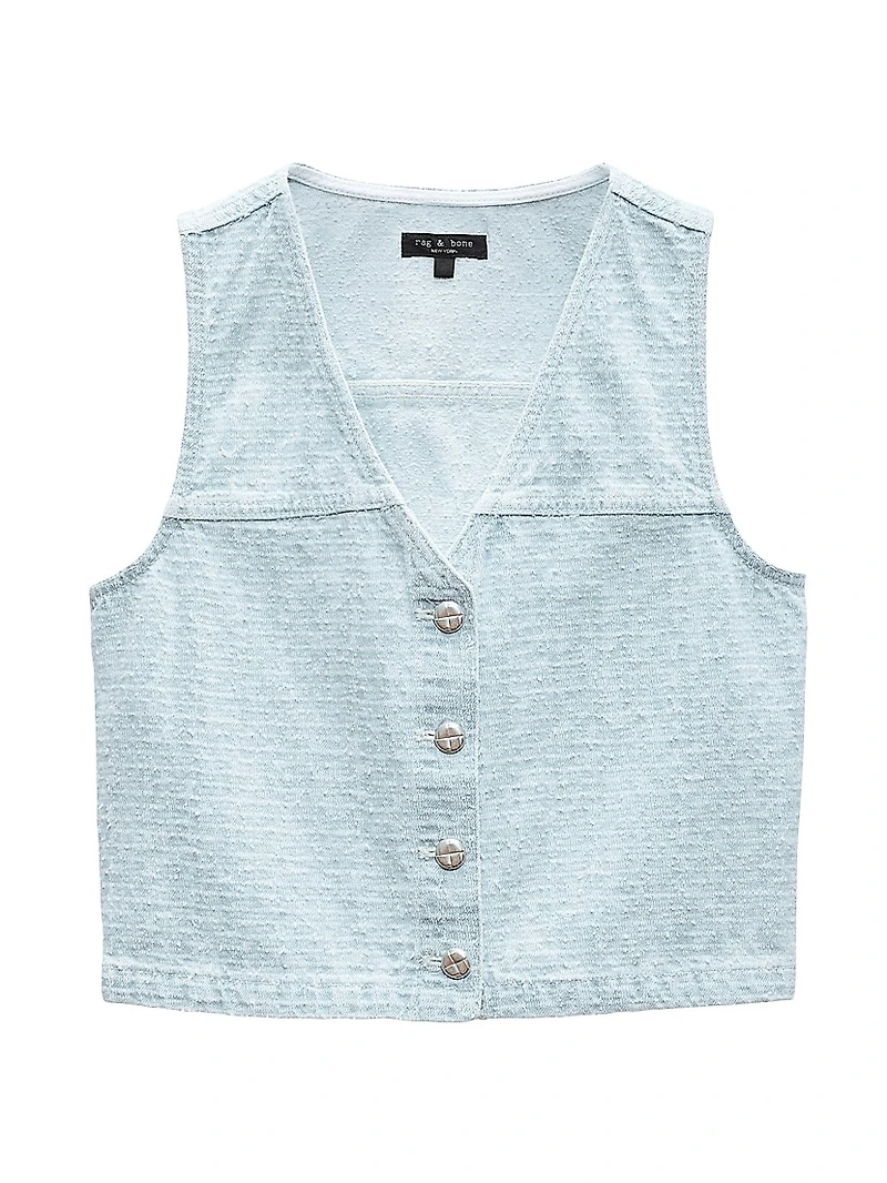 Juliana Tweed Button-Front Vest