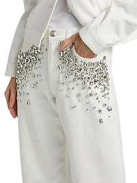Andi Embellished High-Rise Ankle Wide-Leg Jeans