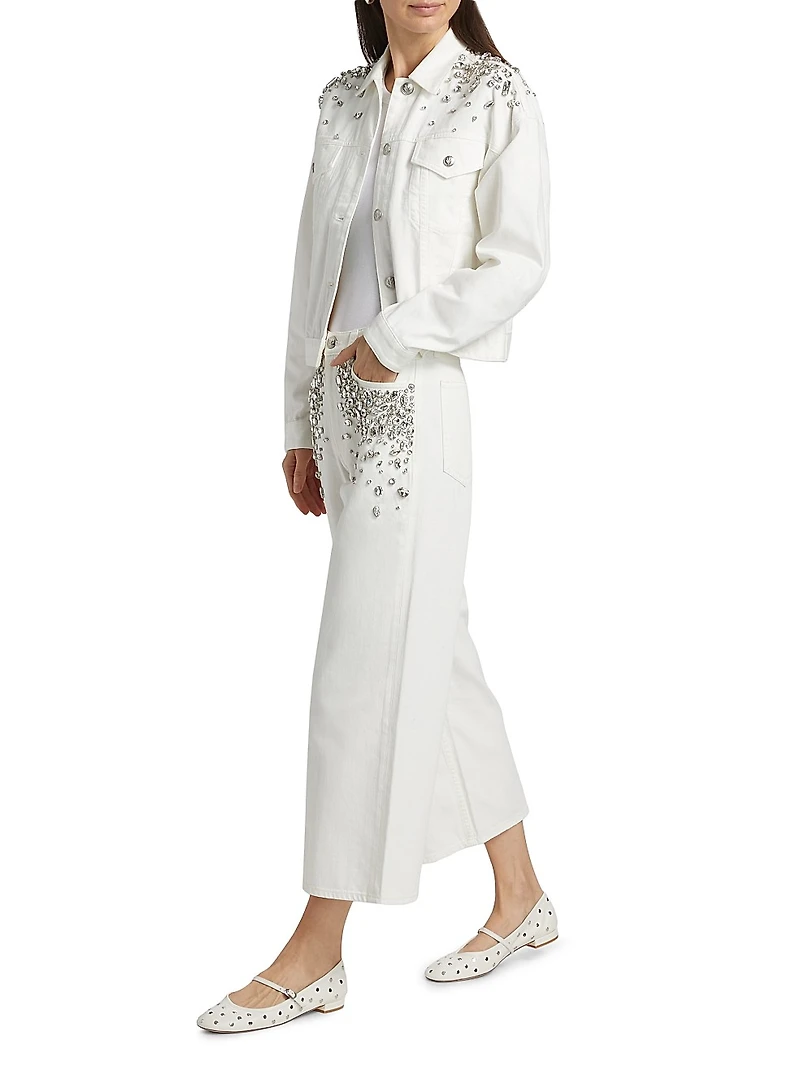 Andi Embellished High-Rise Ankle Wide-Leg Jeans